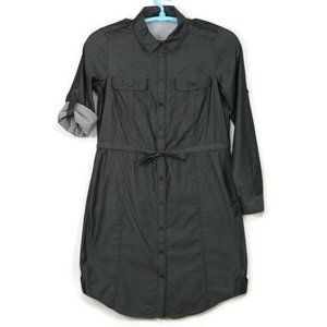 Gap Jean Shirt Dress Gray Long Sleeve Belt M Medium